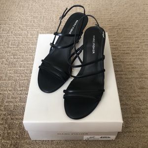 Marc Fisher Black Strappy Sandal Heel - size 8